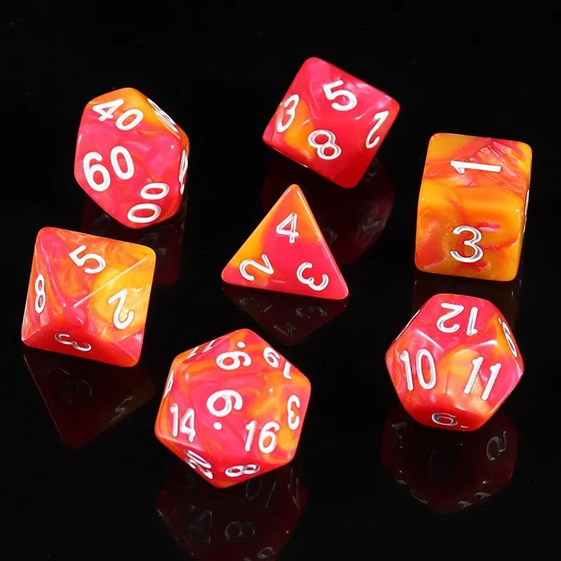 7PCS Multi-Color Mixed Color Digital Dice D8D10 D12 D20 Polyhedral Digital Dice for DND TRPG Entertainment Dice Set