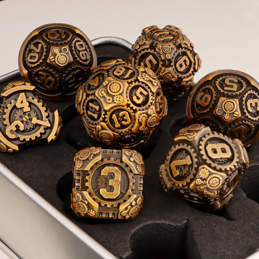 D+D Metal Dice Set DND New Green Tree Root RPG Multi Sided Dice Role Playing Game Dragon and Dungeon Trailblazer Mathematics Tea