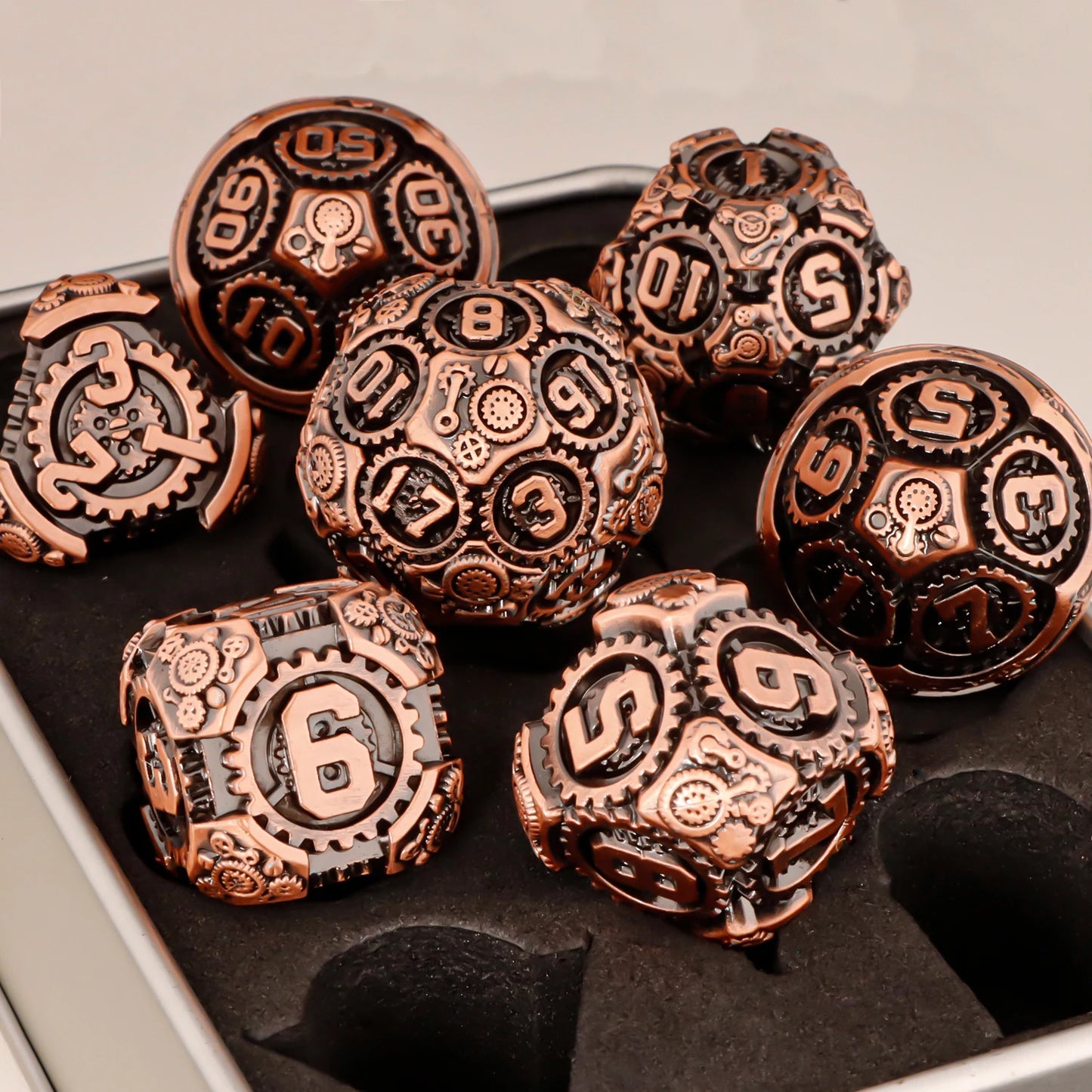 D+D Metal Dice Set DND New Green Tree Root RPG Multi Sided Dice Role Playing Game Dragon and Dungeon Trailblazer Mathematics Tea
