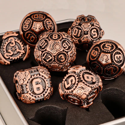 D+D Metal Dice Set DND New Green Tree Root RPG Multi Sided Dice Role Playing Game Dragon and Dungeon Trailblazer Mathematics Tea