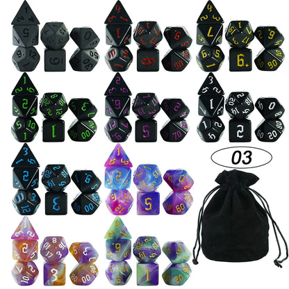 Dice Acrylic Dice Party Games High Class Acrylic Dice Amazing Mixed Colours 10 Set DND Game Dice with Bag for Role Playing Games