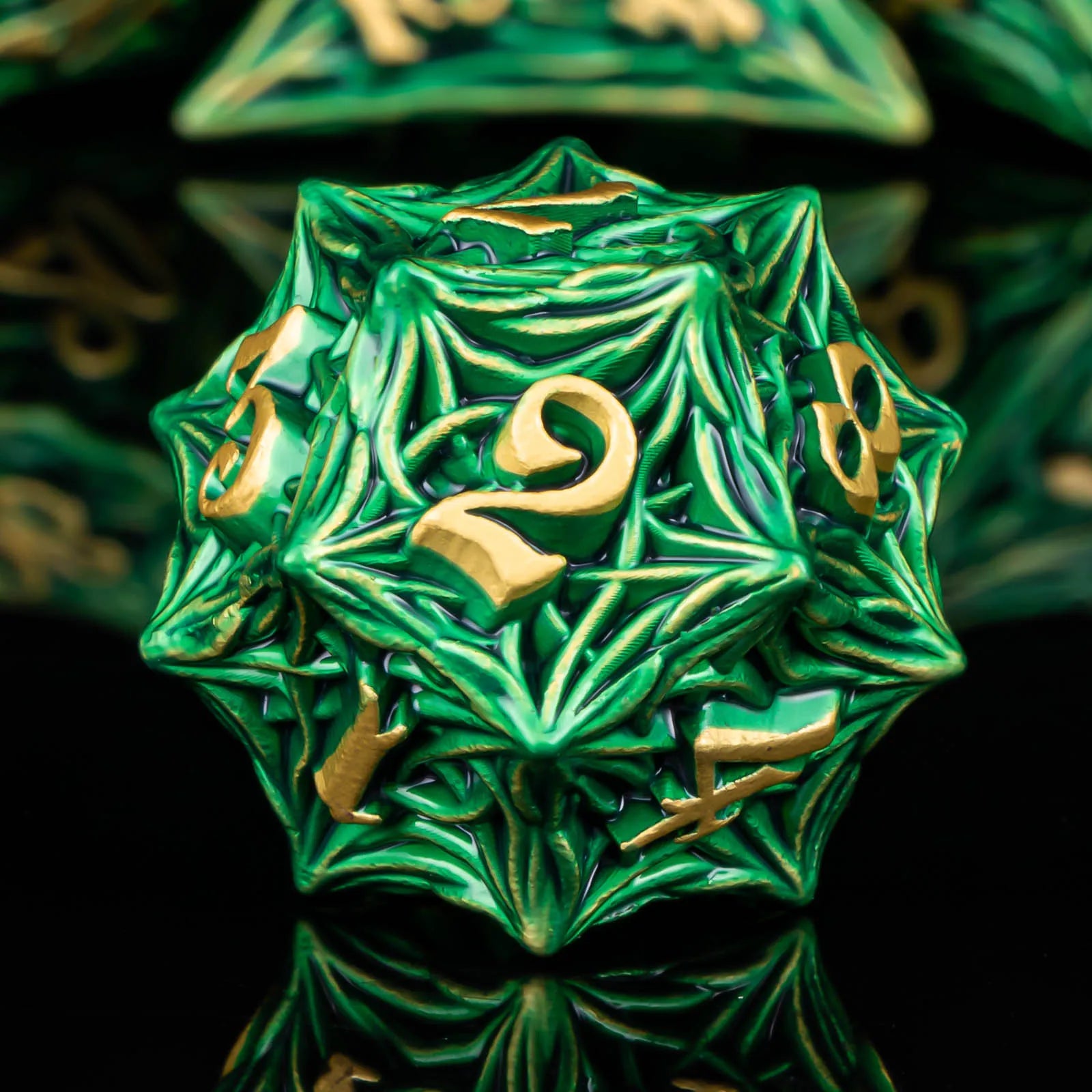 D+D Metal Dice Set DND New Green Tree Root RPG Multi Sided Dice Role Playing Game Dragon and Dungeon Trailblazer Mathematics Tea