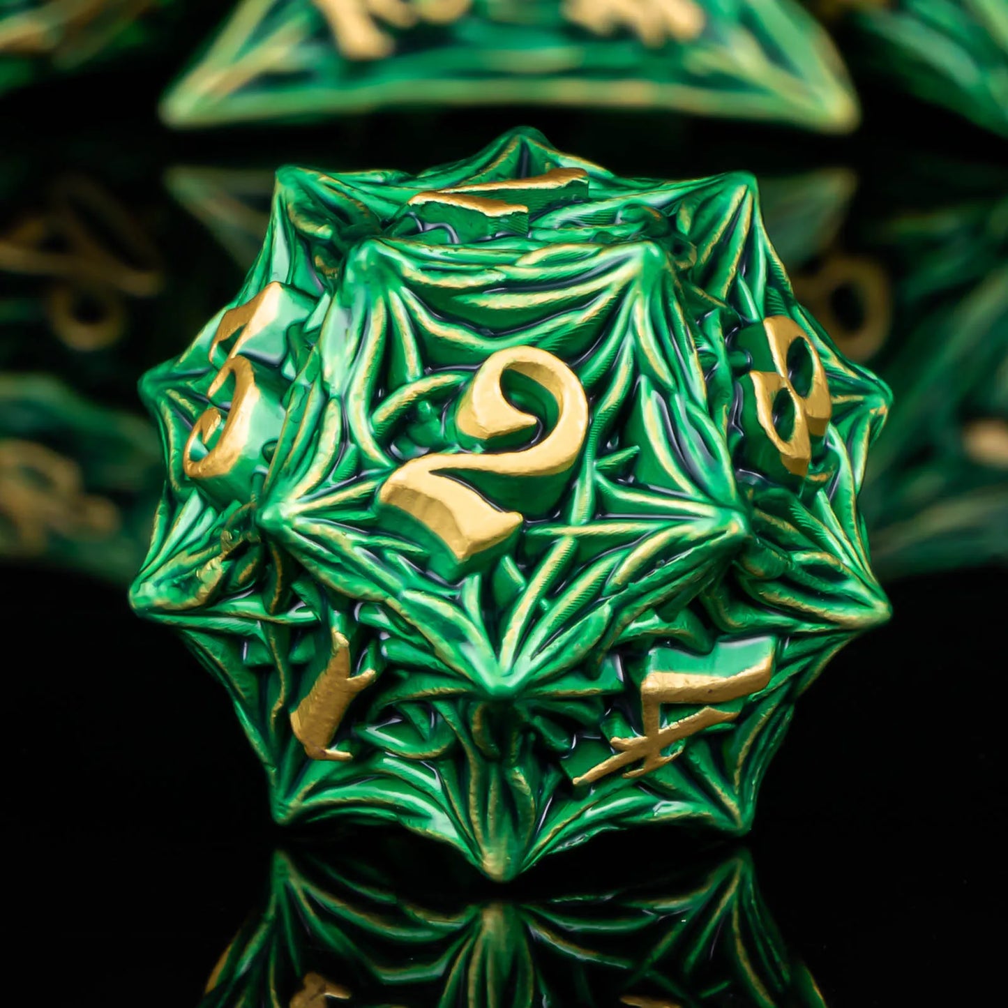 D+D Metal Dice Set DND New Green Tree Root RPG Multi Sided Dice Role Playing Game Dragon and Dungeon Trailblazer Mathematics Tea