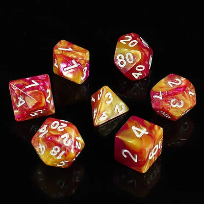 7PCS Multi-Color Mixed Color Digital Dice D8D10 D12 D20 Polyhedral Digital Dice for DND TRPG Entertainment Dice Set