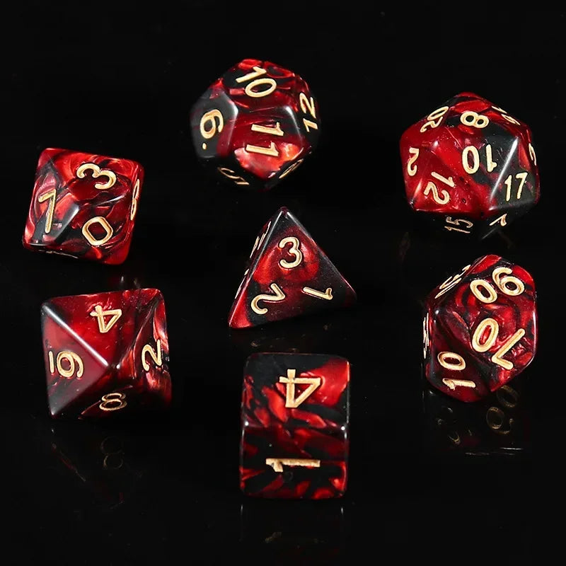 7PCS Multi-Color Mixed Color Digital Dice D8D10 D12 D20 Polyhedral Digital Dice for DND TRPG Entertainment Dice Set
