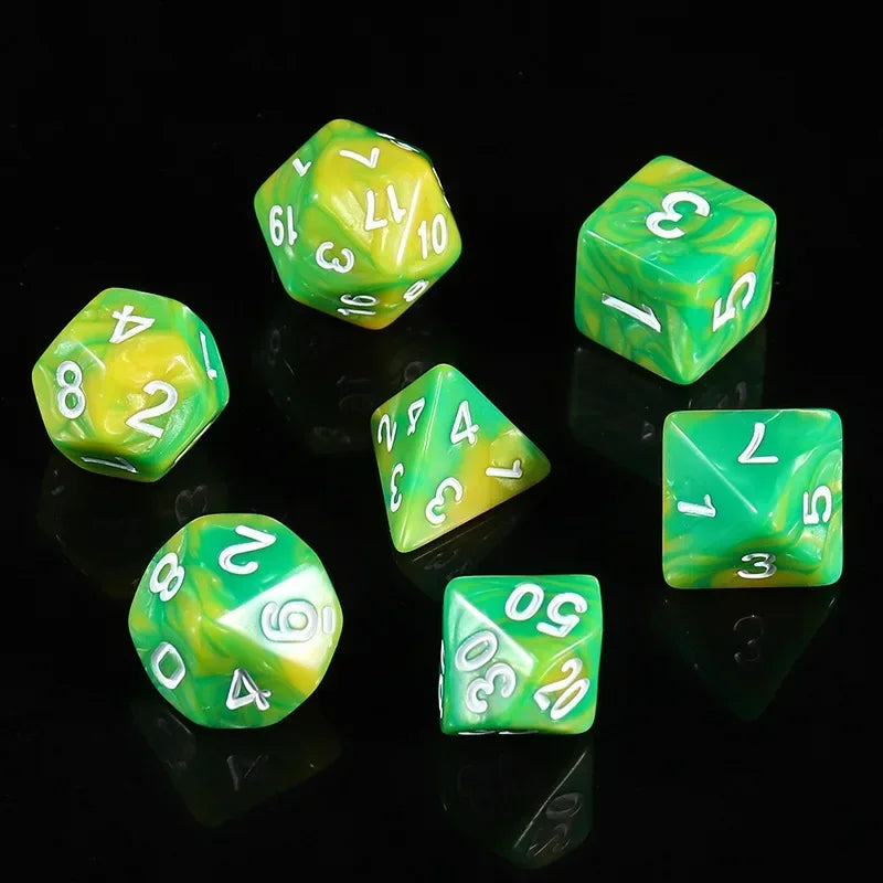 7PCS Multi-Color Mixed Color Digital Dice D8D10 D12 D20 Polyhedral Digital Dice for DND TRPG Entertainment Dice Set