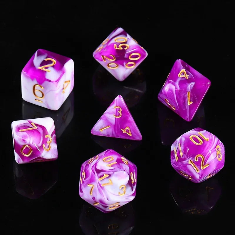 7PCS Multi-Color Mixed Color Digital Dice D8D10 D12 D20 Polyhedral Digital Dice for DND TRPG Entertainment Dice Set