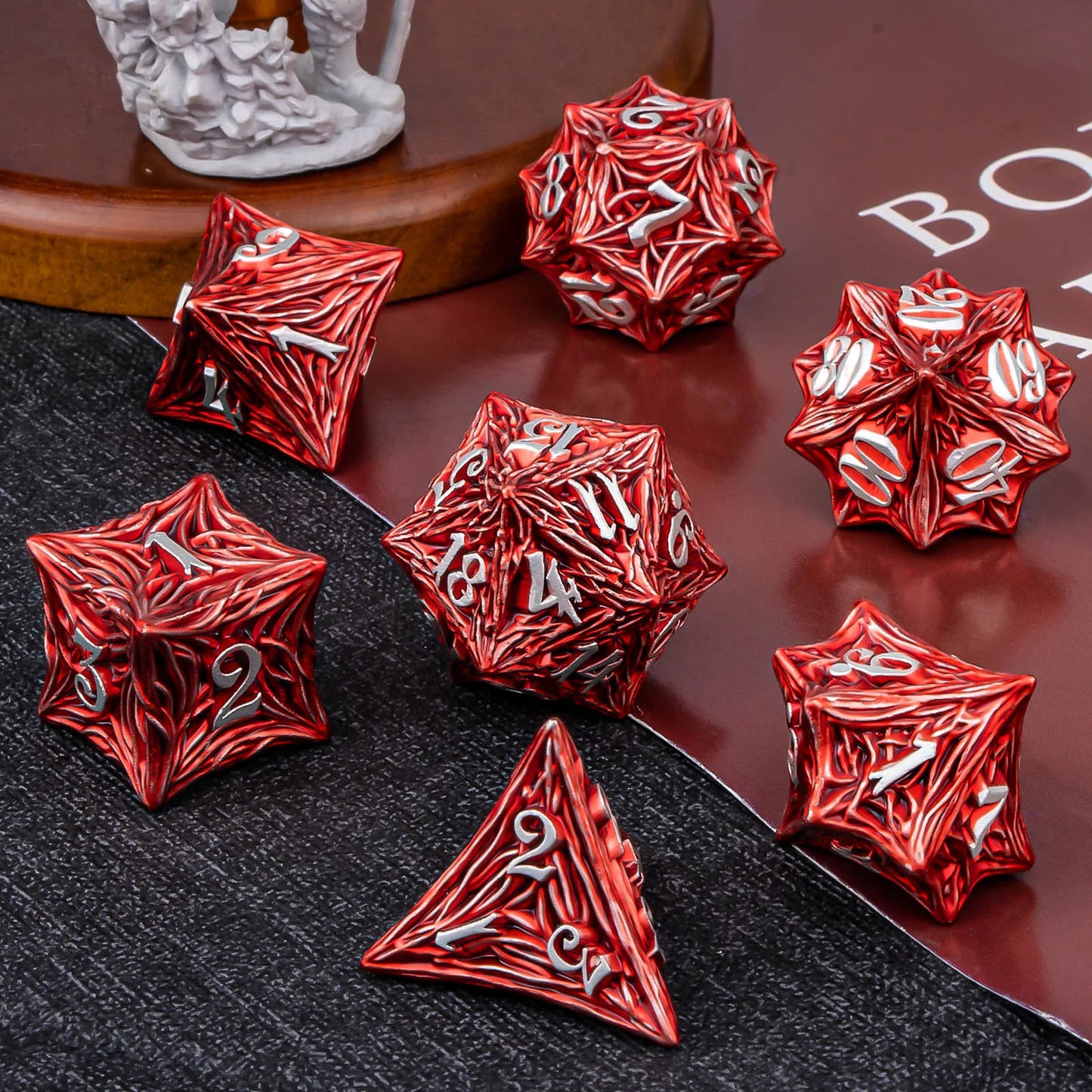 D+D Metal Dice Set DND New Green Tree Root RPG Multi Sided Dice Role Playing Game Dragon and Dungeon Trailblazer Mathematics Tea