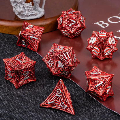 D+D Metal Dice Set DND New Green Tree Root RPG Multi Sided Dice Role Playing Game Dragon and Dungeon Trailblazer Mathematics Tea