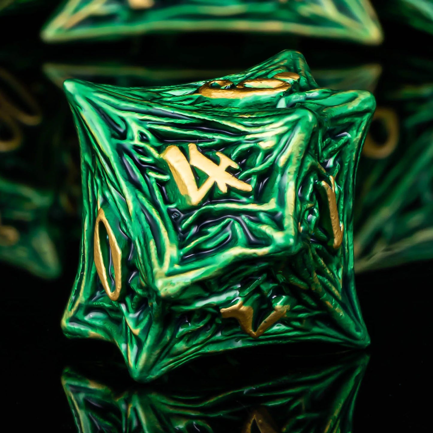 D+D Metal Dice Set DND New Green Tree Root RPG Multi Sided Dice Role Playing Game Dragon and Dungeon Trailblazer Mathematics Tea