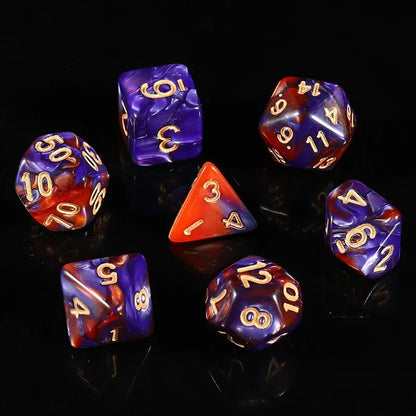 7PCS Multi-Color Mixed Color Digital Dice D8D10 D12 D20 Polyhedral Digital Dice for DND TRPG Entertainment Dice Set