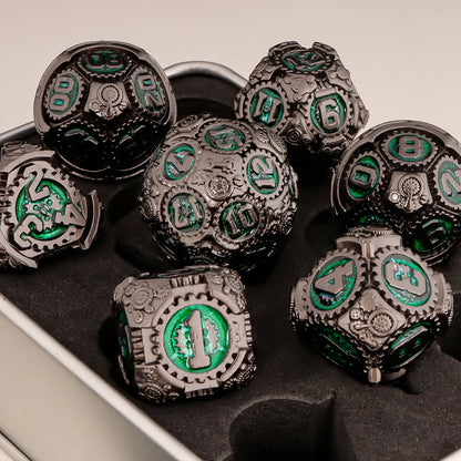 D+D Metal Dice Set DND New Green Tree Root RPG Multi Sided Dice Role Playing Game Dragon and Dungeon Trailblazer Mathematics Tea