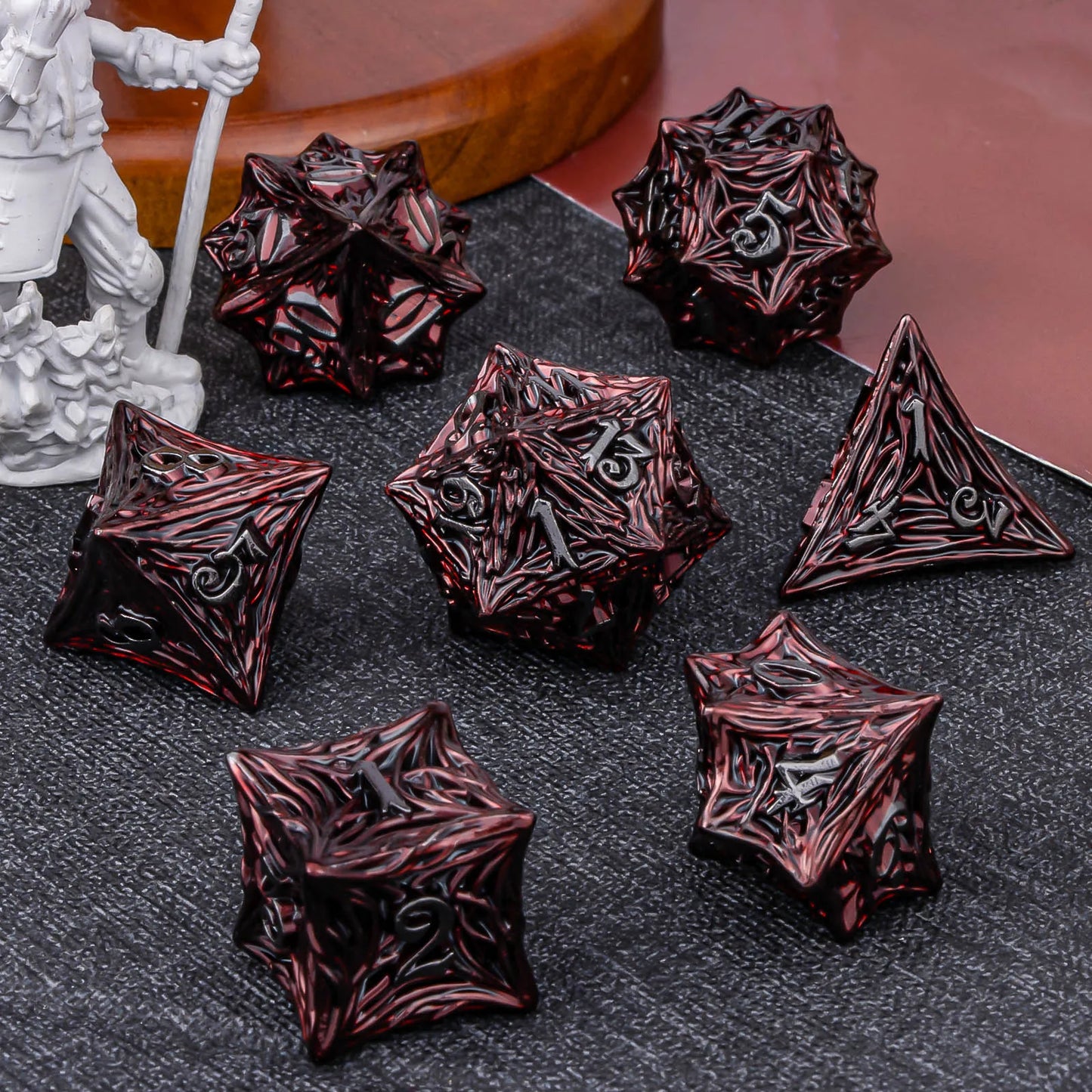 D+D Metal Dice Set DND New Green Tree Root RPG Multi Sided Dice Role Playing Game Dragon and Dungeon Trailblazer Mathematics Tea