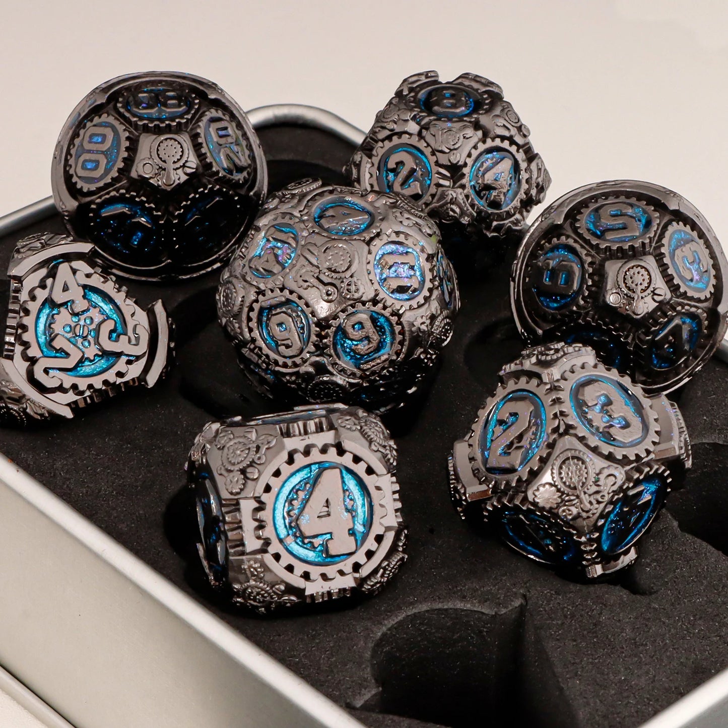 D+D Metal Dice Set DND New Green Tree Root RPG Multi Sided Dice Role Playing Game Dragon and Dungeon Trailblazer Mathematics Tea
