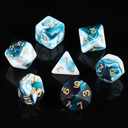 7PCS Multi-Color Mixed Color Digital Dice D8D10 D12 D20 Polyhedral Digital Dice for DND TRPG Entertainment Dice Set