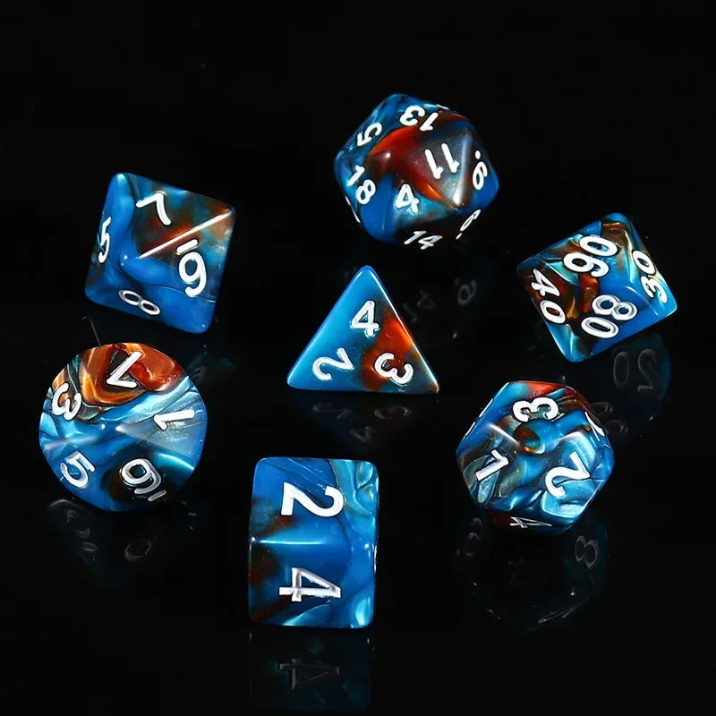 7PCS Multi-Color Mixed Color Digital Dice D8D10 D12 D20 Polyhedral Digital Dice for DND TRPG Entertainment Dice Set