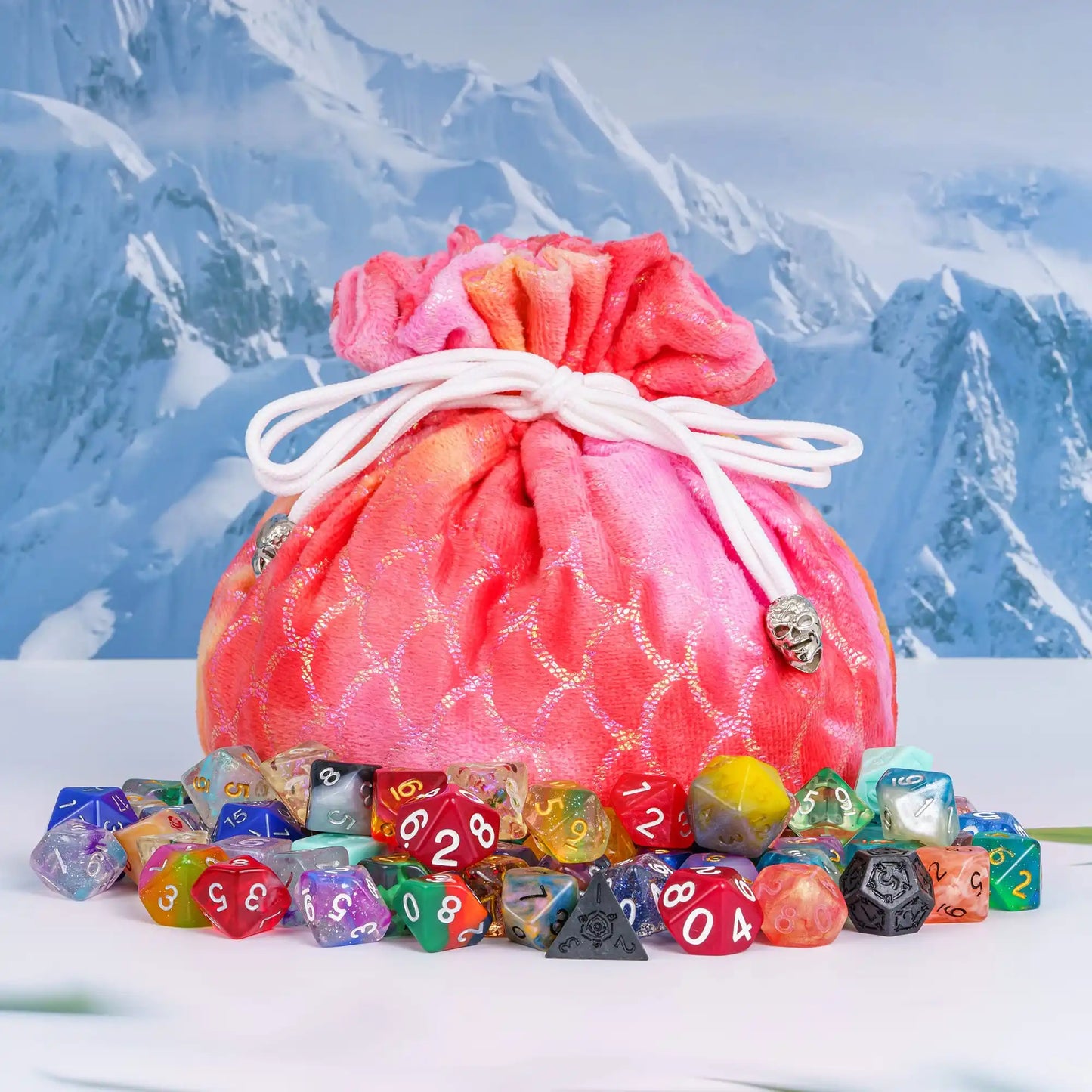 New Drawstring Dice Bag Flannelette Double-Layer Storage Bag round Bottom Big Pouch for Packing Gift RPG Dice Board Game