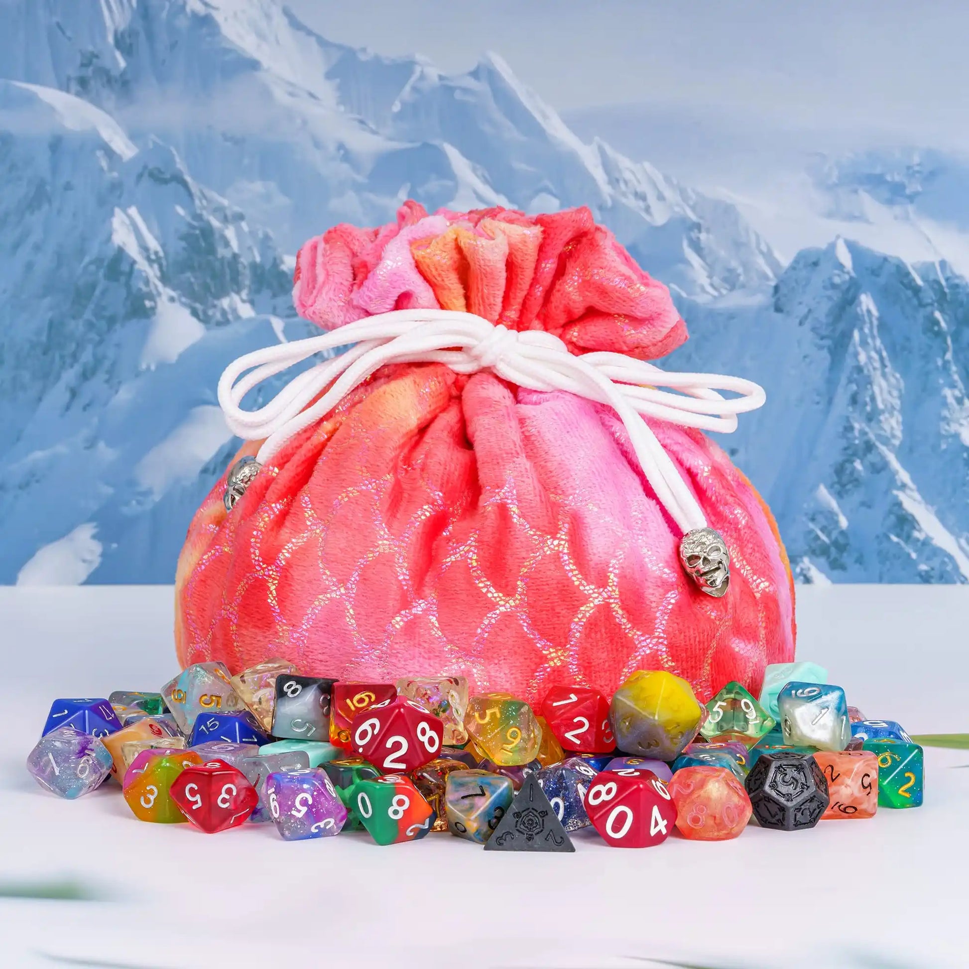 New Drawstring Dice Bag Flannelette Double-Layer Storage Bag round Bottom Big Pouch for Packing Gift RPG Dice Board Game