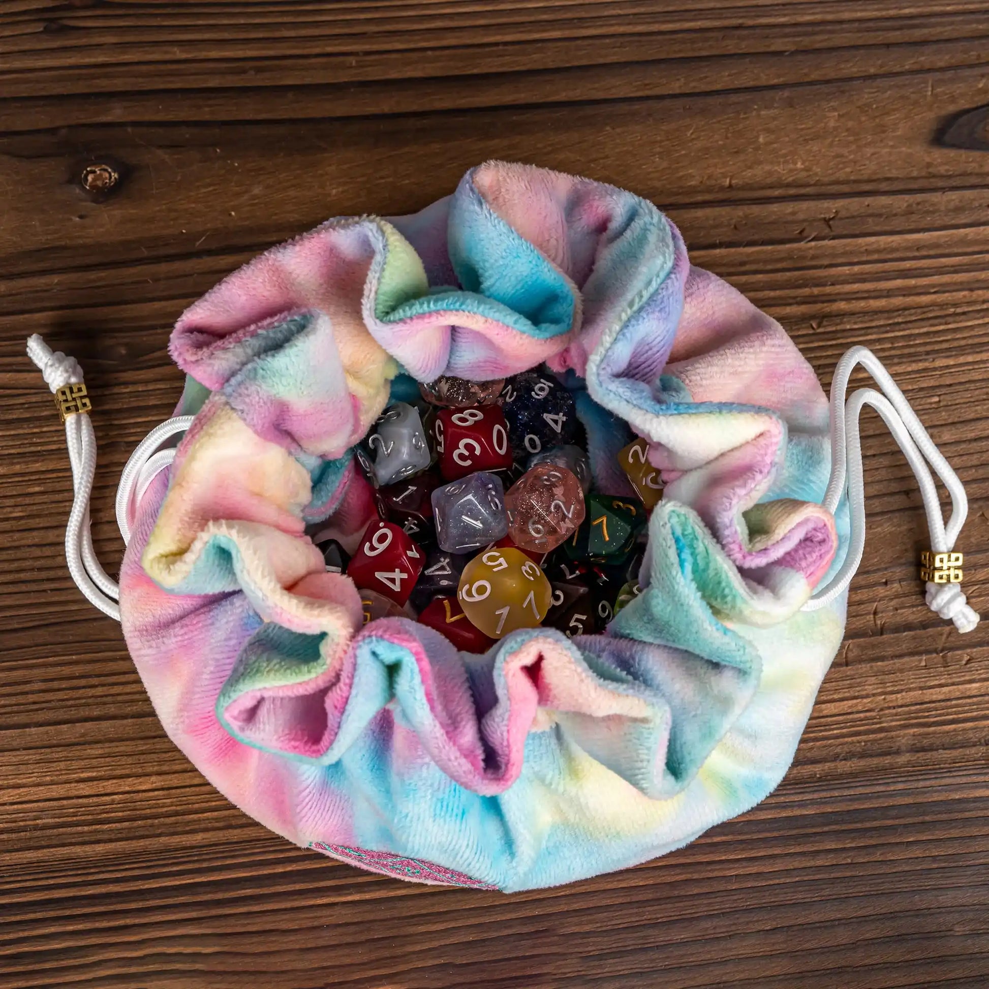 New Drawstring Dice Bag Flannelette Double-Layer Storage Bag round Bottom Big Pouch for Packing Gift RPG Dice Board Game