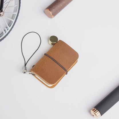 Ultra Mini Notebook Traveler'S Manual Retro Leather Style Book Applicable to Hang Decoration Diary Book Notepad 32 Sheet 64 Page