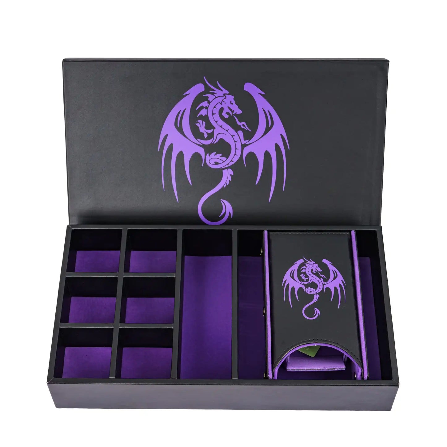 Multifunction Dragon Dice Box Leather 3 in 1 Dice Case & Tray & Tower Big Dice Holder for D&D, RPG, Tabletop Games Lover Gift