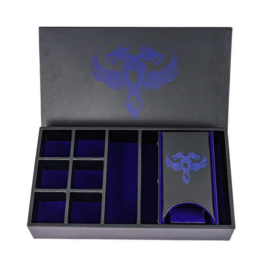 Multifunction Dragon Dice Box Leather 3 in 1 Dice Case & Tray & Tower Big Dice Holder for D&D, RPG, Tabletop Games Lover Gift