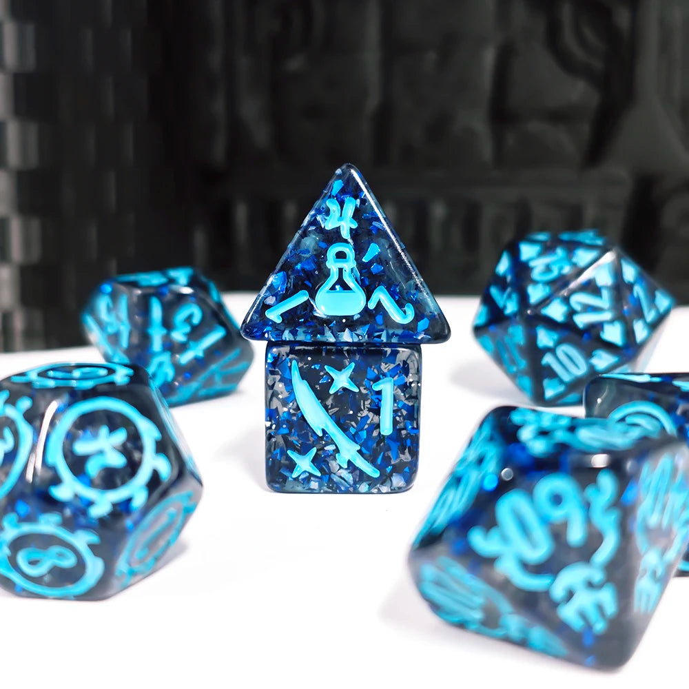 7Pcs/Set Resin Material Dice Set DND RPG TRPG Table Games Supplies Polyhedron Table Game Dice as Gift Entertainment Accessories