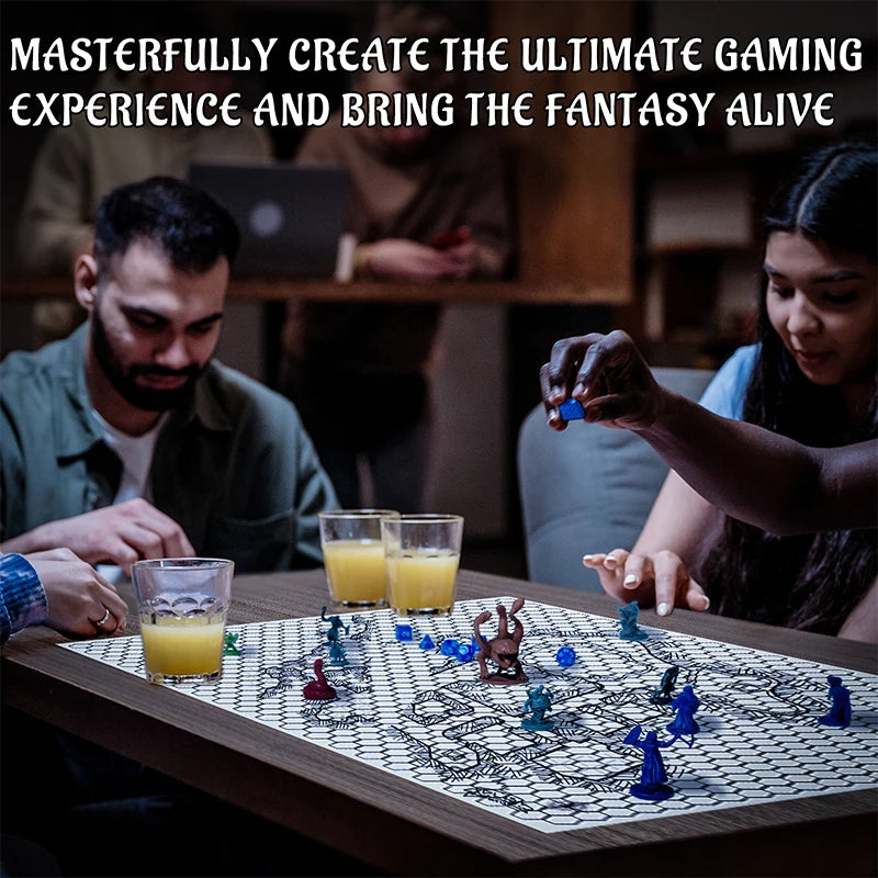 DND RPG Gaming Mat Silicone Battle Board Double-Sided Square & Hex 23"X35" - Foldable and Rollable - Perfect for Tabletop RPG