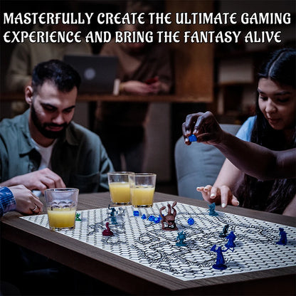 DND RPG Gaming Mat Silicone Battle Board Double-Sided Square & Hex 23"X35" - Foldable and Rollable - Perfect for Tabletop RPG