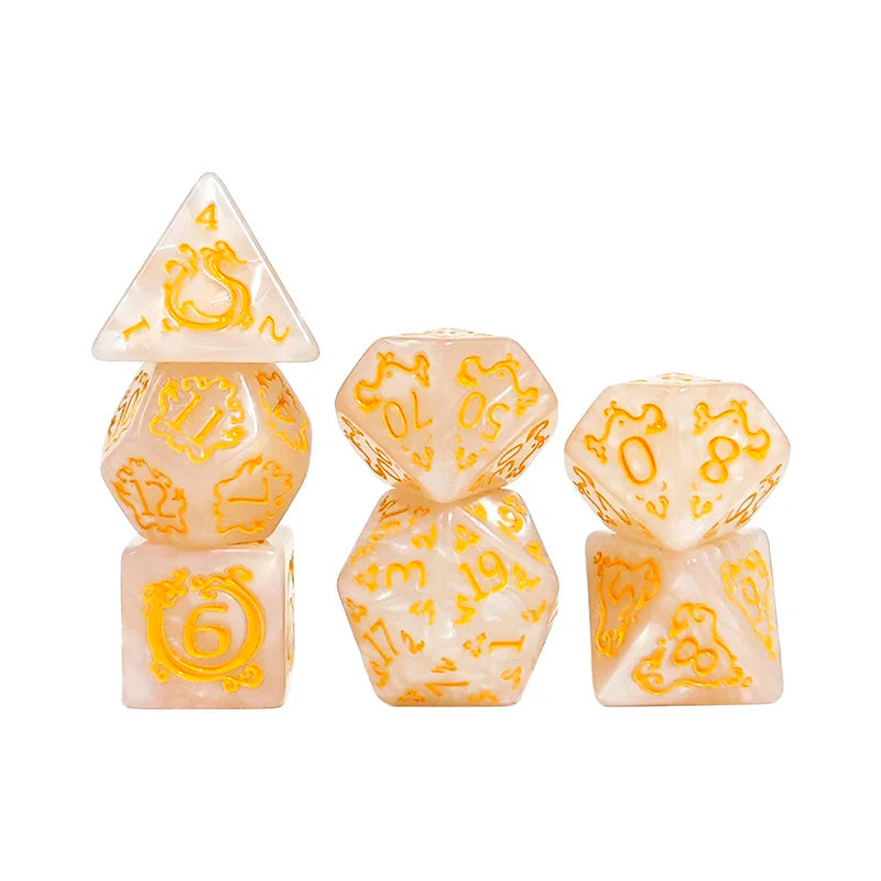DND Dice 7Pcs/Set Dragon Pattern Polyhedral Dices Role Playing D&D TRPG Board Game Dice as Gift Entertainment Accessories