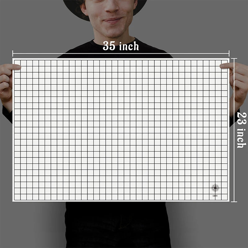 DND RPG Gaming Mat Silicone Battle Board Double-Sided Square & Hex 23"X35" - Foldable and Rollable - Perfect for Tabletop RPG