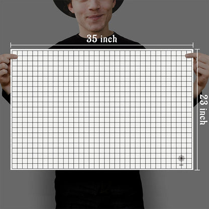 DND RPG Gaming Mat Silicone Battle Board Double-Sided Square & Hex 23"X35" - Foldable and Rollable - Perfect for Tabletop RPG