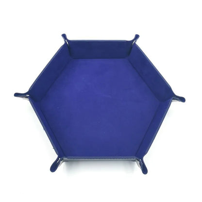 Folding Hexagon Dice Game Storage Tray Leather&Velvet Mat DIY Household Office Supplies Coin Desktop Jewelry Makeup Key Tools