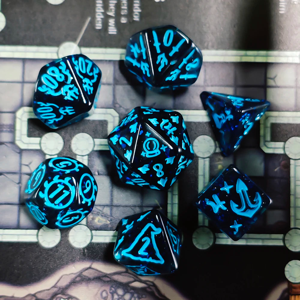 7Pcs/Set Resin Material Dice Set DND RPG TRPG Table Games Supplies Polyhedron Table Game Dice as Gift Entertainment Accessories