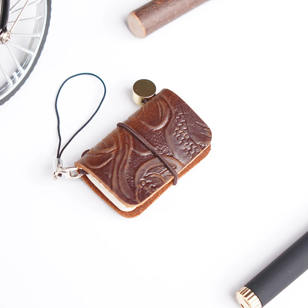 Ultra Mini Notebook Traveler'S Manual Retro Leather Style Book Applicable to Hang Decoration Diary Book Notepad 32 Sheet 64 Page