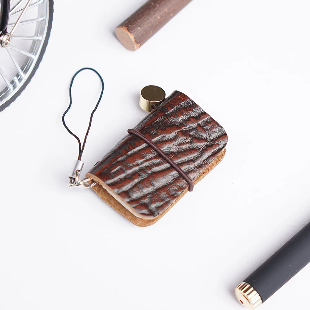 Ultra Mini Notebook Traveler'S Manual Retro Leather Style Book Applicable to Hang Decoration Diary Book Notepad 32 Sheet 64 Page