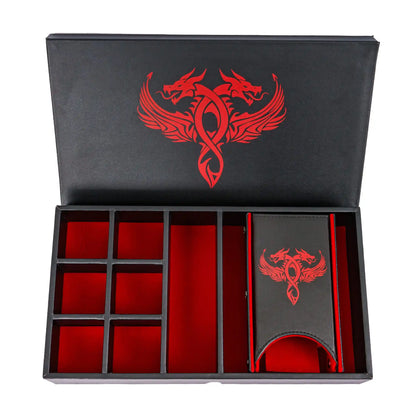 Multifunction Dragon Dice Box Leather 3 in 1 Dice Case & Tray & Tower Big Dice Holder for D&D, RPG, Tabletop Games Lover Gift