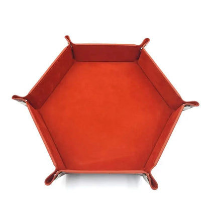 Folding Hexagon Dice Game Storage Tray Leather&Velvet Mat DIY Household Office Supplies Coin Desktop Jewelry Makeup Key Tools