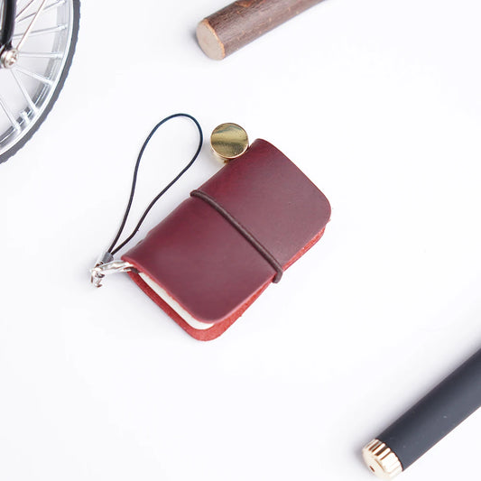 Ultra Mini Notebook Traveler'S Manual Retro Leather Style Book Applicable to Hang Decoration Diary Book Notepad 32 Sheet 64 Page