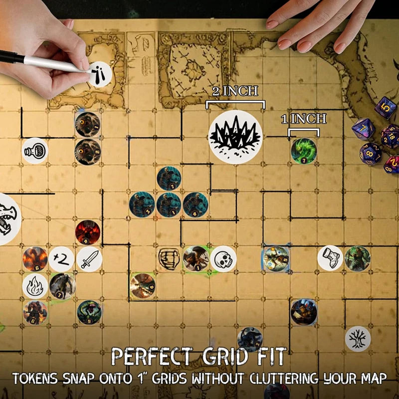 RPG Dry Erase Token Set - 192 PCS | Reusable Blank Tokens, Creature Tokens, 5E Class Characters with Maker Pens
