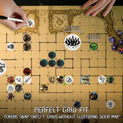 RPG Dry Erase Token Set - 192 PCS | Reusable Blank Tokens, Creature Tokens, 5E Class Characters with Maker Pens