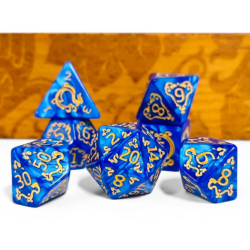 DND Dice 7Pcs/Set Dragon Pattern Polyhedral Dices Role Playing D&D TRPG Board Game Dice as Gift Entertainment Accessories