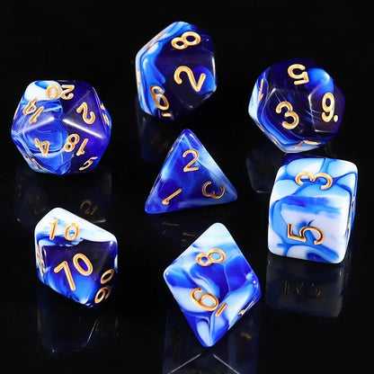 7PCS Multi-Color Mixed Color Digital Dice D8D10 D12 D20 Polyhedral Digital Dice for DND TRPG Entertainment Dice Set