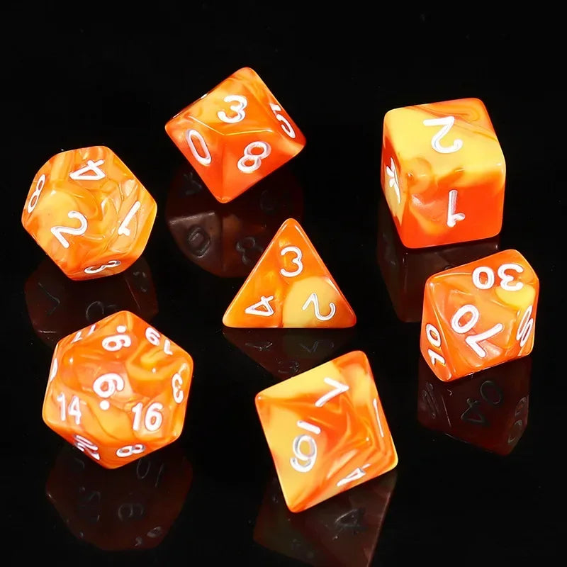 7PCS Multi-Color Mixed Color Digital Dice D8D10 D12 D20 Polyhedral Digital Dice for DND TRPG Entertainment Dice Set