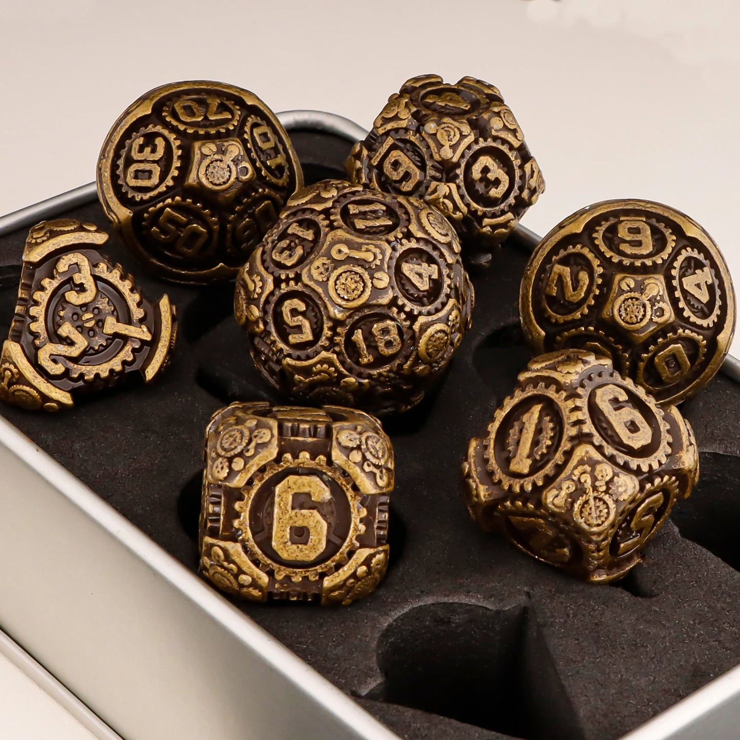D+D Metal Dice Set DND New Green Tree Root RPG Multi Sided Dice Role Playing Game Dragon and Dungeon Trailblazer Mathematics Tea
